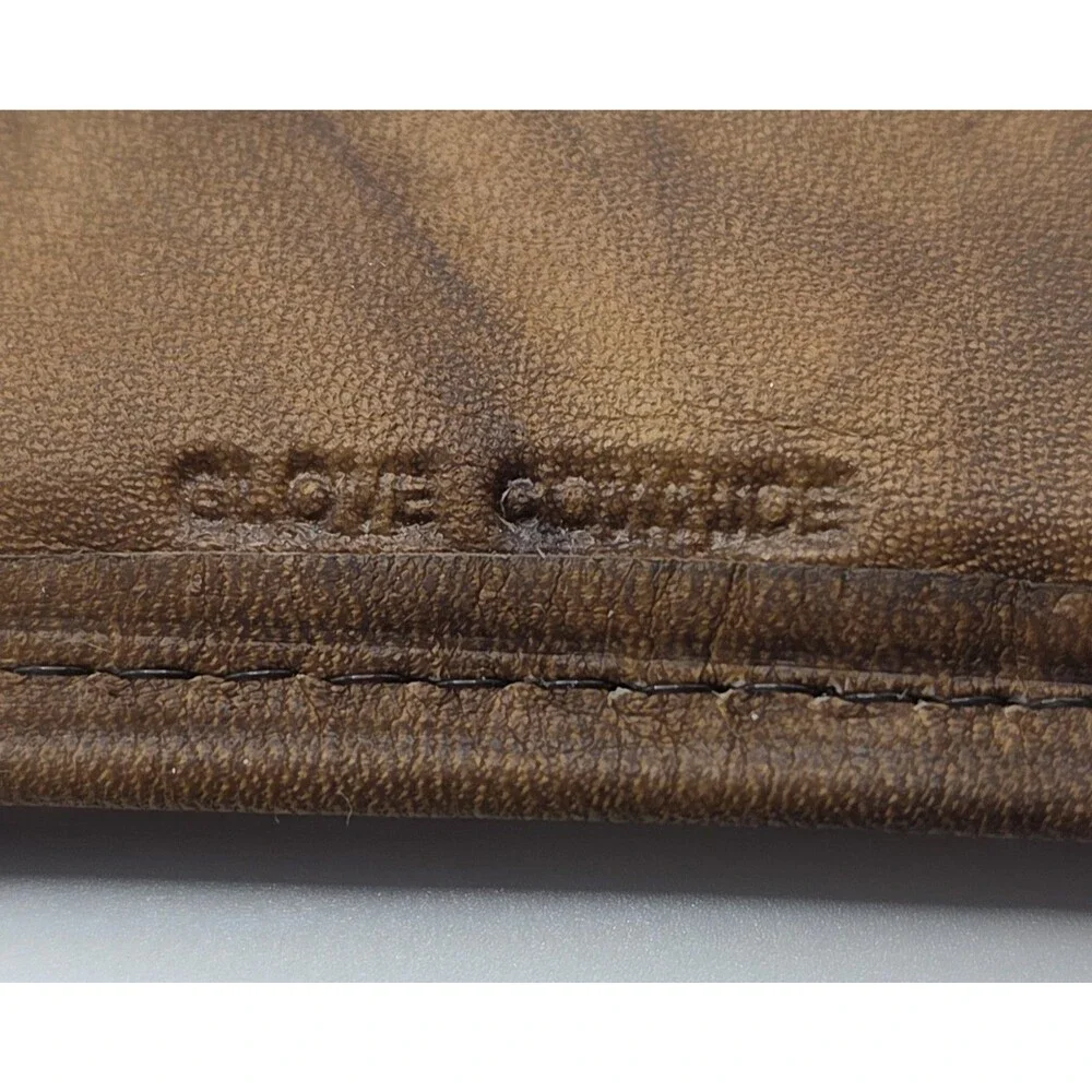 VTG NOS Men's Brown Glove Leather Trifold Wallet Multi-Window Pass Case Unused